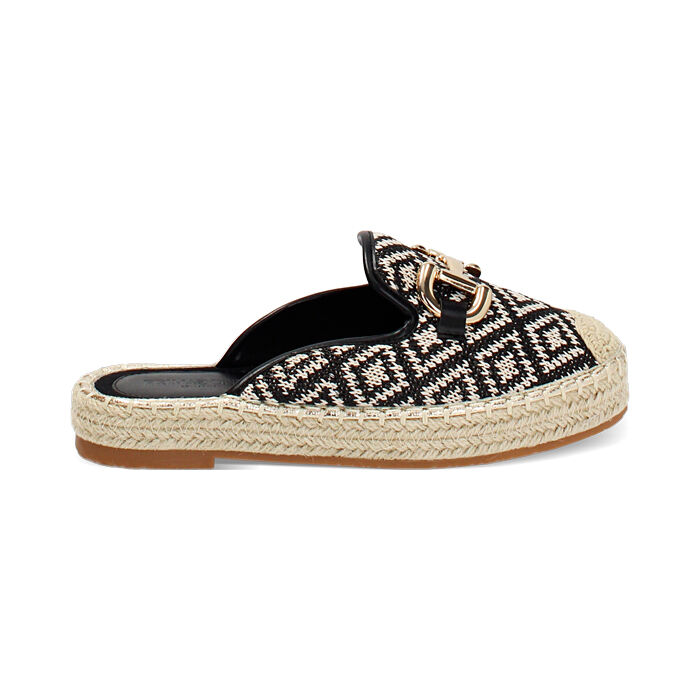 Sabot donna nero-panna in raffia, Primadonna, 254930502RFNEPA035