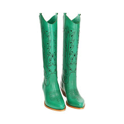 Stivali texani verdi in pelle, tacco 5,5 cm, Primadonna, 21B814101PEVERD035, 002 preview