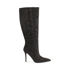 Stivali neri con pietre e tacco 10 cm, Primadonna, 262130617MPNENE035, 001 preview