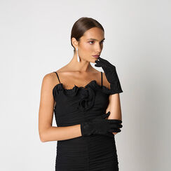 Guanti da donna in microfibra e pietre neri, Primadonna, 26B424535MPNEROUNI, 002a