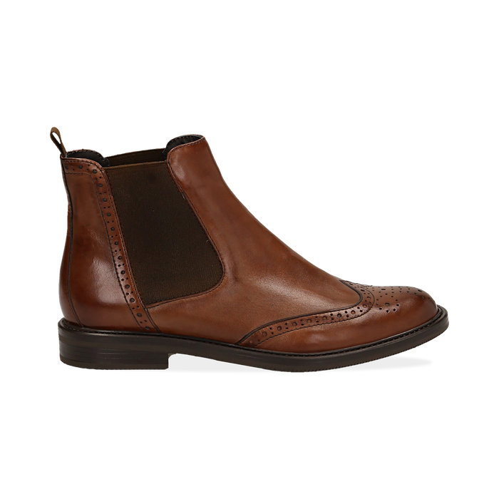 Chelsea boots cuoio in vera pelle, Stivaletti, 147729508PECUOI036