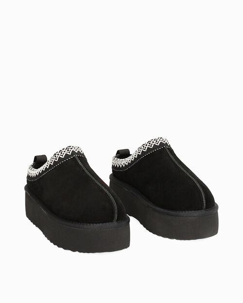 Pantofole nere in camoscio, BLACK