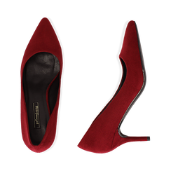 D&eacute;collet&eacute; bordeaux in microfibra, tacco 7 cm , Scarpe, 142111552MFBORD036, 003 preview