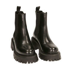 Chelsea boots in pelle nera, tacco 5,5 cm , Primadonna, 20N515066PENERO037, 002a