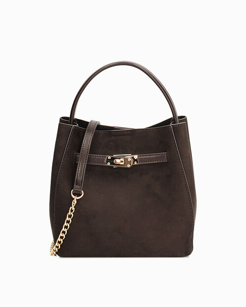 Dark brown mini bag with removable strap, DK BROWN