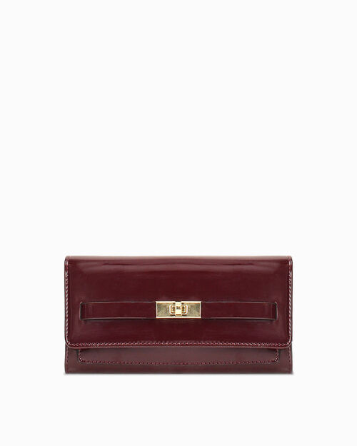 Pochette bordeaux avec fermeture dor&eacute;e, BURGUNDY