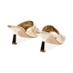 Mules open toe donna oro in laminato, tacco 7,5 cm, Primadonna, 252137811LMOROG035, 004 preview