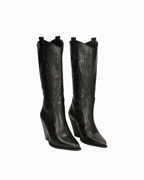 WOMEN SHOES BOOTS LEATHER NERO, 