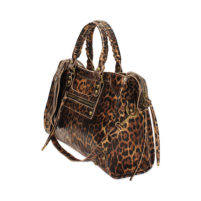 Borsa a mano donna leopardata a bauletto Primadonna Collection