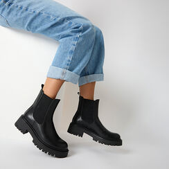 Beatles neri con tacco in gomma di 5,4 cm, Primadonna, 260618525EPNERO035, 002a