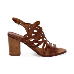Sandali cognac tacco 8 cm, Scarpe, 277239909VACOGN037, 001 preview