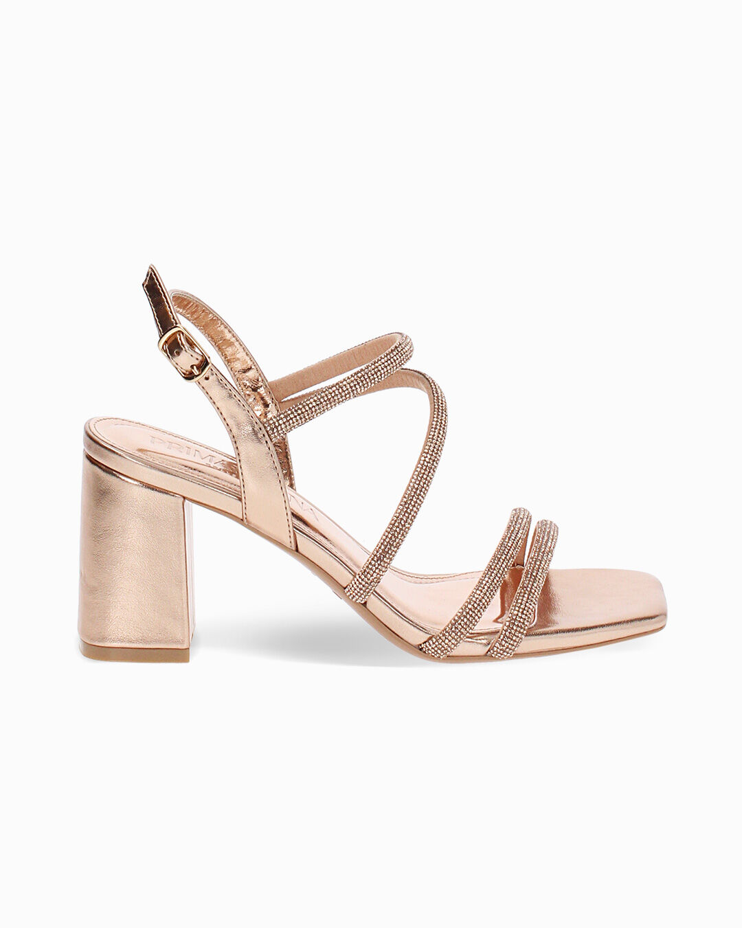 Sandali rosa-oro con tacco 7,5 cm