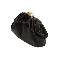 Clutch nera elegante con dettagli oro, Primadonna, 265126345EPNEROUNI, 003 preview