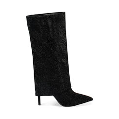Botte noir-noir haute en microfibre, 242102025MPNENE035, 001a