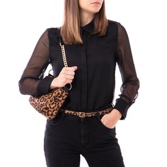 Borsa a tracolla leopard in microfibra, 