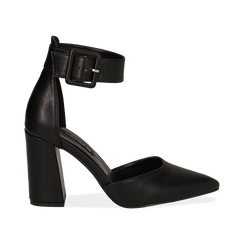 D&eacute;collet&eacute; nere in eco-pelle, tacco 9,50 cm , Scarpe, 144895575EPNERO035, 001 preview