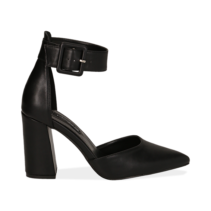 D&eacute;collet&eacute; nere in eco-pelle, tacco 9,50 cm , Scarpe, 144895575EPNERO035