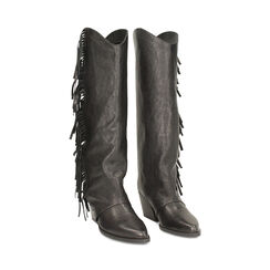 Bottes en cuir lavé noir avec talon de 7,2 cm, Primadonna, 26B810510PANERO035, 003 preview