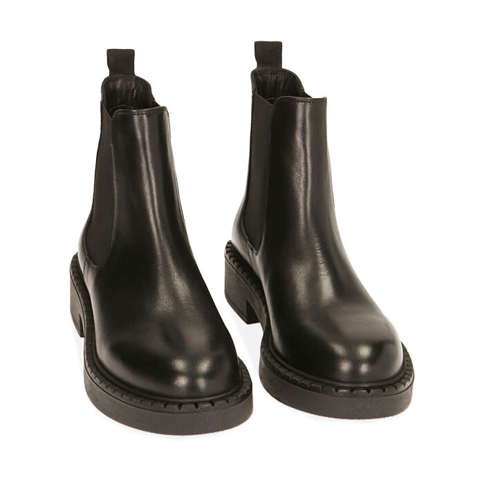 Bottines Chelsea femme en cuir noir talon 4 cm Primadonna