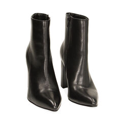 Stivaletti neri in pelle, tacco 9 cm, Primadonna, 229464010PENERO037, 002 preview
