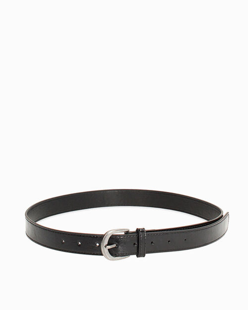 Cintura nera con fibbia argentata, BLACK