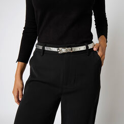 Cinturón plateado laminado de mujer, Novedades, 26B413456LMARGEUNI, 002a