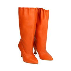 Botas de piel naranja, tacón de 7,5 cm, Rebajas, 17A506766PEARAN036, 002 preview