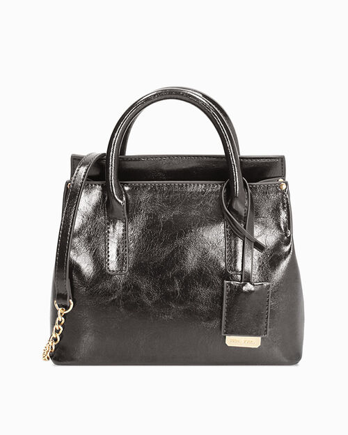 Mini bag nera lucida con tracolla removibile, BLACK
