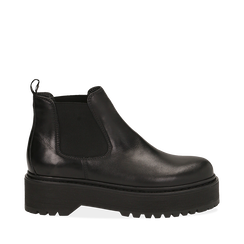 Chelsea boots neri in vera pelle, tacco 4,5 cm , Primadonna, 147728503PENERO040, 001a