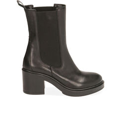 Chelsea boots neri in pelle, tacco 7,5 cm , SALDI, 187265006PENERO035, 001a