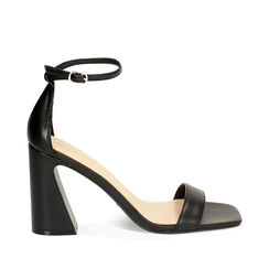 Sandalo donna nero, tacco largo alto 9 cm, Primadonna, 252200608EPNERO035, 001a