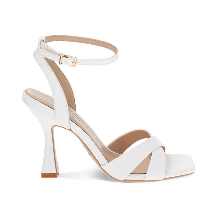 Sandalo bianco con braccialetto, tacco 9,5 cm, Primadonna, 252101906EPBIAN035