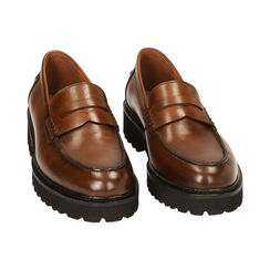 Mocassini platform cognac in pelle, Primadonna, 221406942PECOGN035, 002 preview