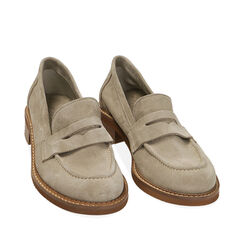 Mocassini taupe flat in camoscio, Primadonna, 21A503022CMTAUP035, 002a