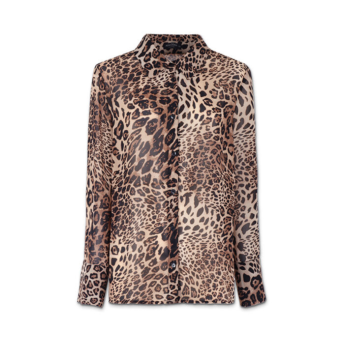 Camisa de mujer con dise&ntilde;o de leopardo de tela, Ropa, 25C924429TSLEOPM