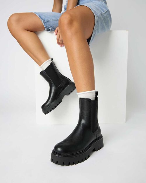 Beatles neri con tacco in gomma di 5 cm, BLACK