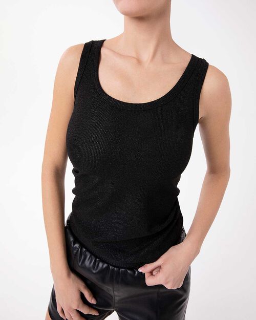 Camiseta sin mangas negra de dise&ntilde;o esencial, BLACK