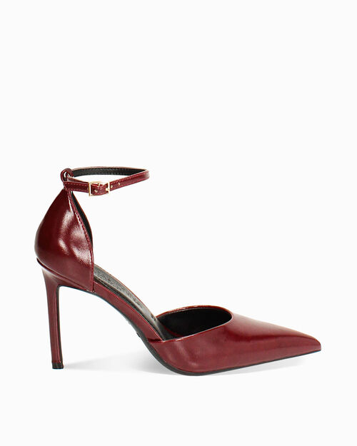 WOMEN SHOES OPEN SHANK SYNTHETIC GLOSSY, BURGUNDY