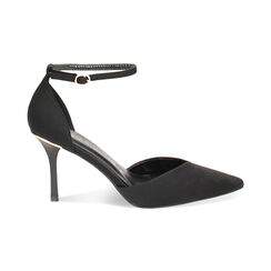 Décolleté Open shank nere in tessuto, tacco 8,5 cm, Primadonna, 242162830LYNERO038, 001 preview