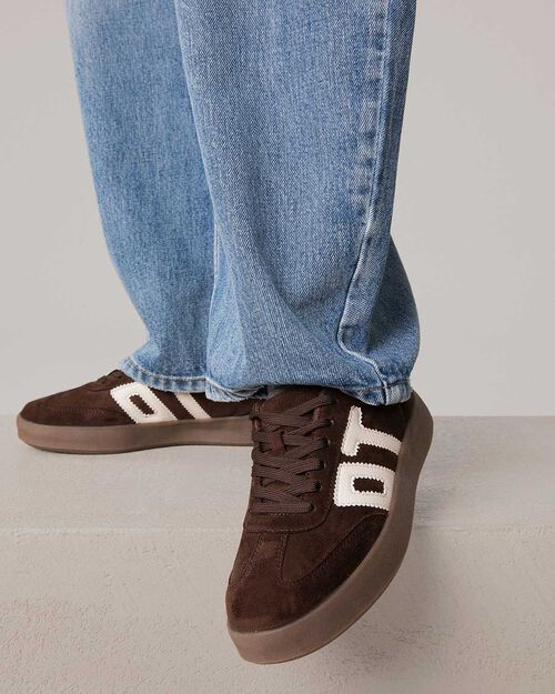 Sneakers testa di moro con tacco 4,5 cm, DK BROWN