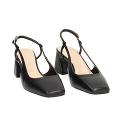Décolleté slingback donna nere, tacco 5 cm, Primadonna, 252100420EPNERO035, 003 preview