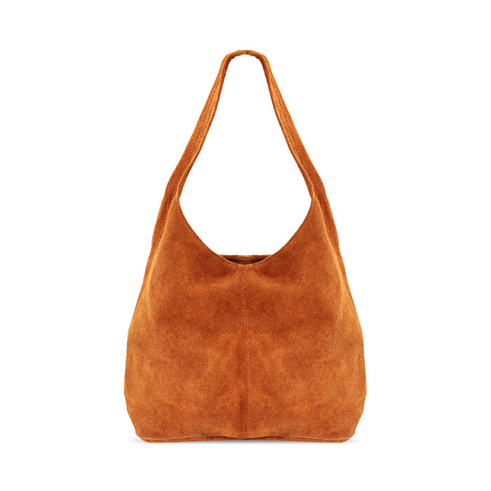 Borsa a spalla donna camoscio cognac, Primadonna, 240802577CMCOGNUNI