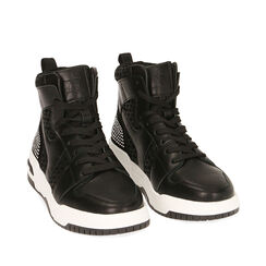 Sneakers nere, zeppa 4 cm , Primadonna, 182818126EPNERO036, 002a