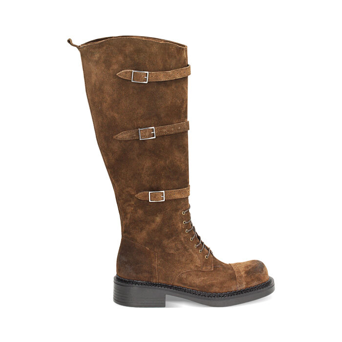 CALZATURA ANFIBIO CAMOSCIO MORO, Primadonna, 241015002CMMORO035