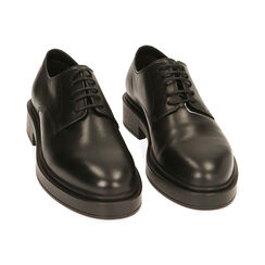 Chaussures lacées en cuir noir, talon 3,5 cm , Primadonna, 20B813503PENERO035, 002 preview