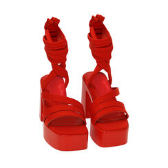 Sandali platform rossi in tessuto, tacco 10 cm, Primadonna, 212720507LYCORA036, 002 preview