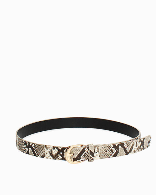 Cintura beige effetto pitonato, BEIGE