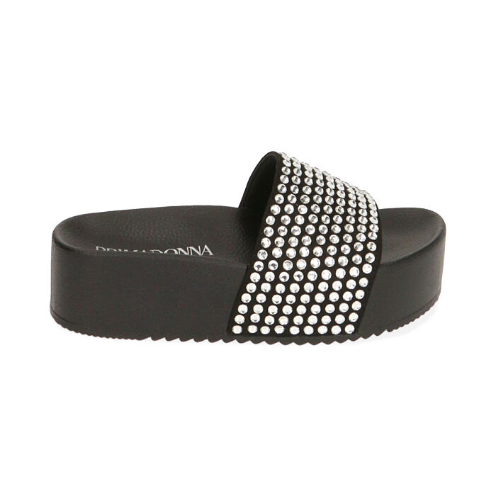 Ciabatte donna nere per il mare zeppa 5 cm Primadonna Collection
