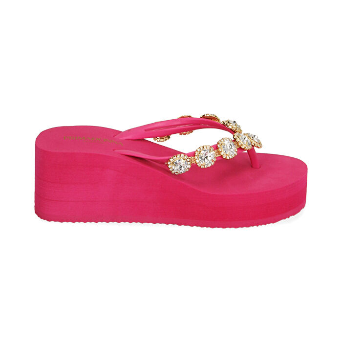 Ciabatte donna infradito fucsia in pvc zeppa 5 cm Primadonna
