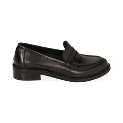 Mocassini neri flat in pelle, Saldi, 21A503022PENERO035, 001 preview